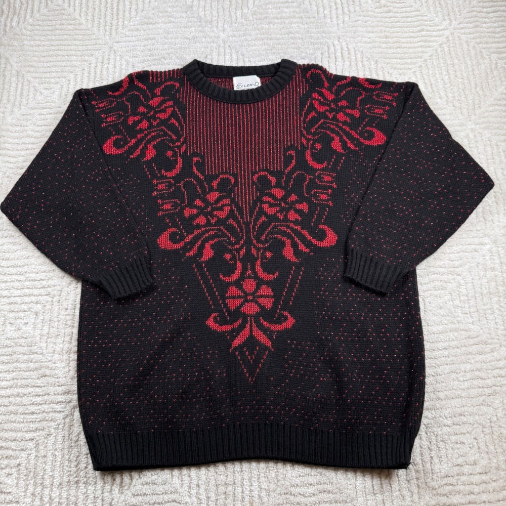 VTG Ellen-D Kollection Sweater Women L Black Dark Romance Whimsigoth Vampire
90s